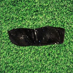 Black sequin bandeau top